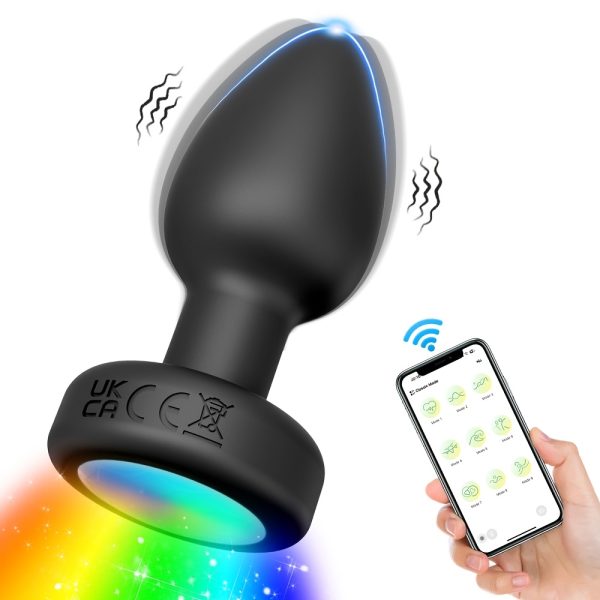 [Light Up Prostate Massager] ALWUP Silicone Vibrating Anal Plug for Men, Rechargeable Lithium Battery, Light Up, App Remote Control, Prostate Massager, Pleasure for Couples, Wireless Butt Plug Vibrator