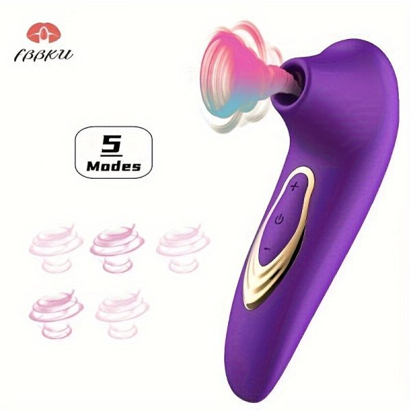 USB Rechargeable Sucking and Vibrating Sex Toy for Women - 5 Frequency Modes, Silicone and ABS, Lightweight Design in Purple, Rose Red, Beige, Black, Suitable for Valentine's Day gifts