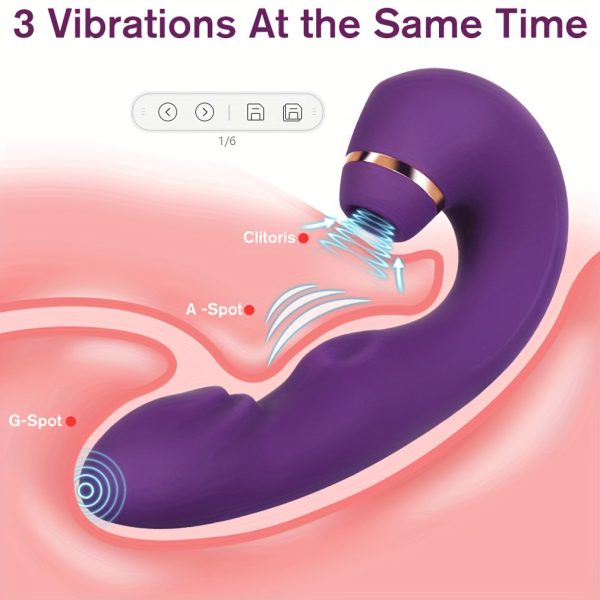 Vibrator Sex Toy for Women 3 in 1 Vibrators with 10 Vibrating, 5 Flapping, 5 Sucking Modes Adult Toys Dildo G Spot Vibrator, USB Rechargeable Rabbit Vibrators Female Sex Toys, Violet