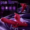 AAV 3-in-1 Rechargeable G-Spot Bunny Vibrator, 30 Modes USB Powered Clitoral Stimulator, 1200mAh Lithium Battery, 3-Point Stimulus Telescopic Impact for Women, Couples Adult Toy - Image 4