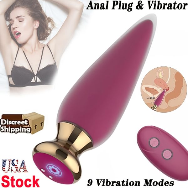 Anal Vibrator Prostate Massager, Male Anal Plug Stimulator with 9 Classic Vibration Modes, G-spot Dildo Clitoral Nipple Vaginal Stimulation, Adult Sex Toy, Suitable for Male And Female Couple Games