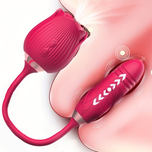 Rose Sex Toy Dildo Vibrator: 3-in-1 Rose Sex Stimulator for Women with 10 Sucking & Thrusting Dildo G-Spot Vibrators - Adult Sex Toys for Couples