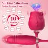 Rose Sex Toy Dildo Vibrator: 3-in-1 Rose Sex Stimulator for Women with 10 Sucking & Thrusting Dildo G-Spot Vibrators - Adult Sex Toys for Couples - Image 2