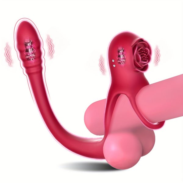 1pc Rose-Shaped Prostate Stimulator Vibrator, Magnetic Charging Anal Plug, Rechargeable Lithium Battery, Vibration Male Sex Toy, Suitable for Men or Couples, Adult Couple'S Intimate Experience