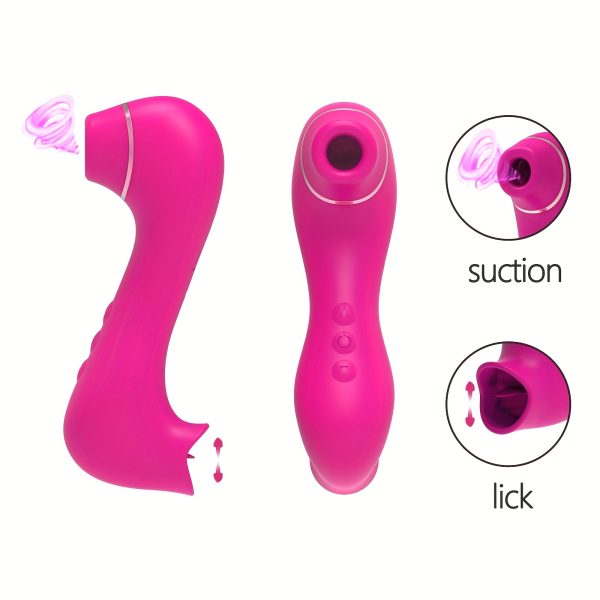 Rose Pink USB Rechargeable Dual Suction & Licking Clitoral Masturbator, 450mAh Lithium Battery Powered Clitoral Stimulator for Women