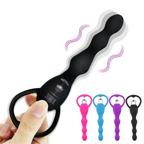 Silicone Anal Beads Butt Plug Vibrator: Flexible Anal Chain Sex Toys Anal Balls Prostate Massage Anal Trainer Anal Plug for Men Women Couples Anus Dilator Anal Bead Dildo Anal Toys (Blue/Black/Pink/Purple)